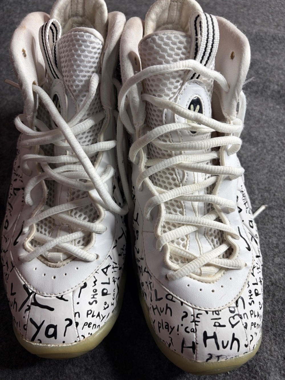 Nike White Mesh Low-Top Sneakers with Black Logo Accent
